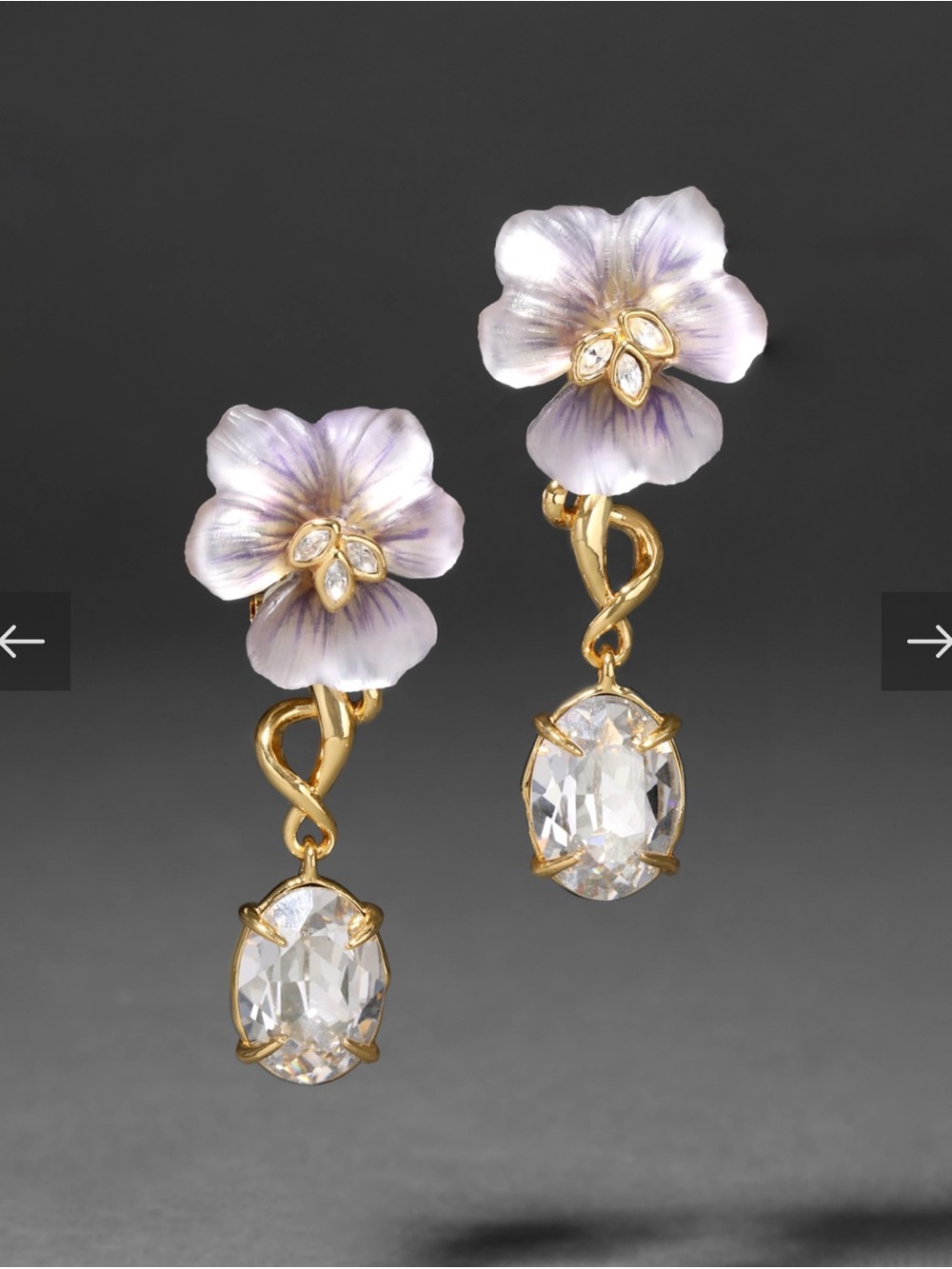 Alexis Bittar Pansy Lucite Crystal Drop Post Earring-Midnight Pansy